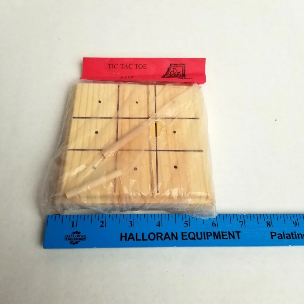 Vintage Wooden Tic Tac Toe Game Day Camp Crafts Natural Wood Travel Kids 112